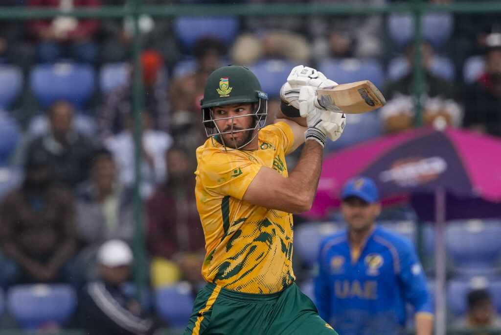 South Africa cricketer in action during T20 World Cup match.