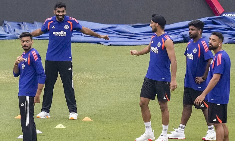 Indian cricket team players during practice session in Sri Lanka.