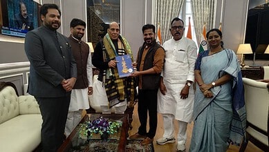 Telangana Chief Minister Revanth Reddy with Defence Minister Rajnath Singh