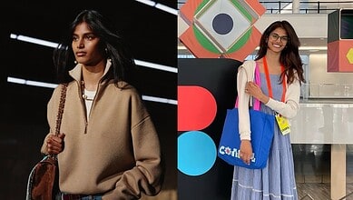 Hyderabadi model Bhavitha Mandava at Vogue event, showcasing her fashion influence.