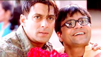 Salman Khan with Rajpal Yadav, smiling and close-up shot.