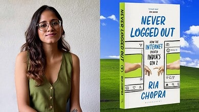 Young woman with glasses and long hair, representing India's digital youth.