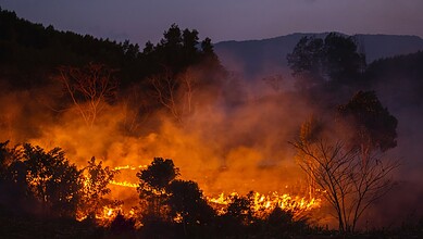 Drones controlling summer forest fires in Telangana to prevent damage and ensure safety.
