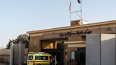 A van at the Rafah Crossing in Gaza