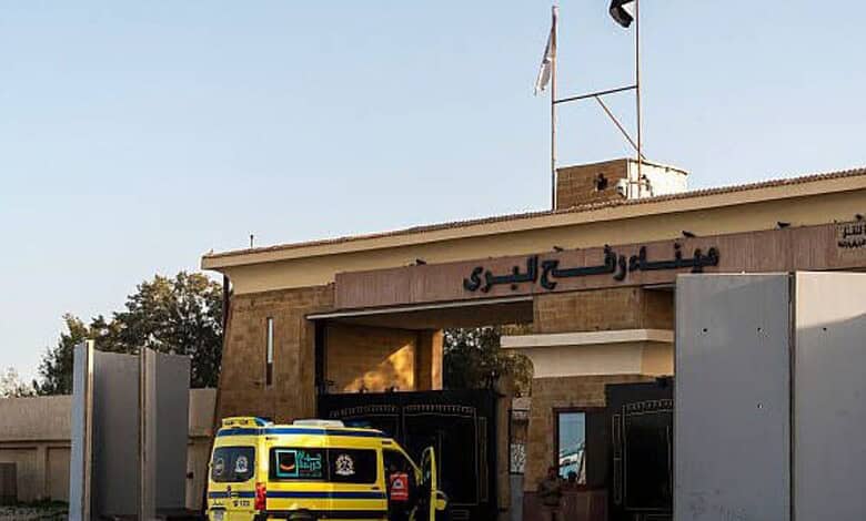 A van at the Rafah Crossing in Gaza