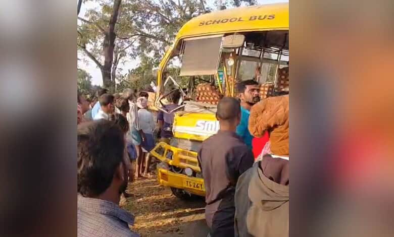 Telangana: Tractor collides with school bus, two killed