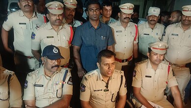 Chaminar Zone DCP Kiran Khare addresses the media after the cordon search operation in Hyderabad