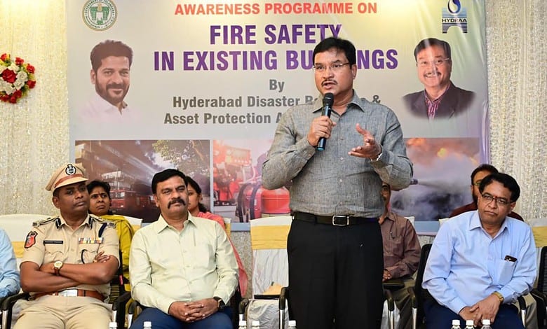 Fire safety awareness session on existing building regulations in Hyderabad.