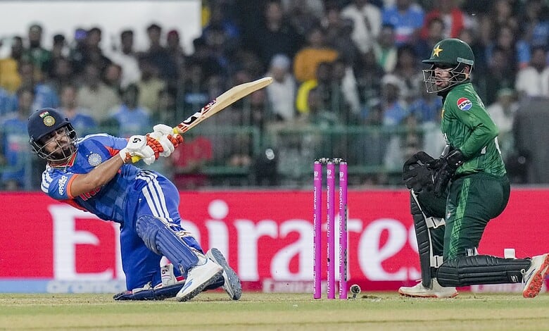 India's Ishan Kishan during an ICC Men's T20 World Cup 2026 cricket match between India and Pakistan at R Premadasa Stadium in Colombo on Sunday. (PTI Photo/Arun Sharma)