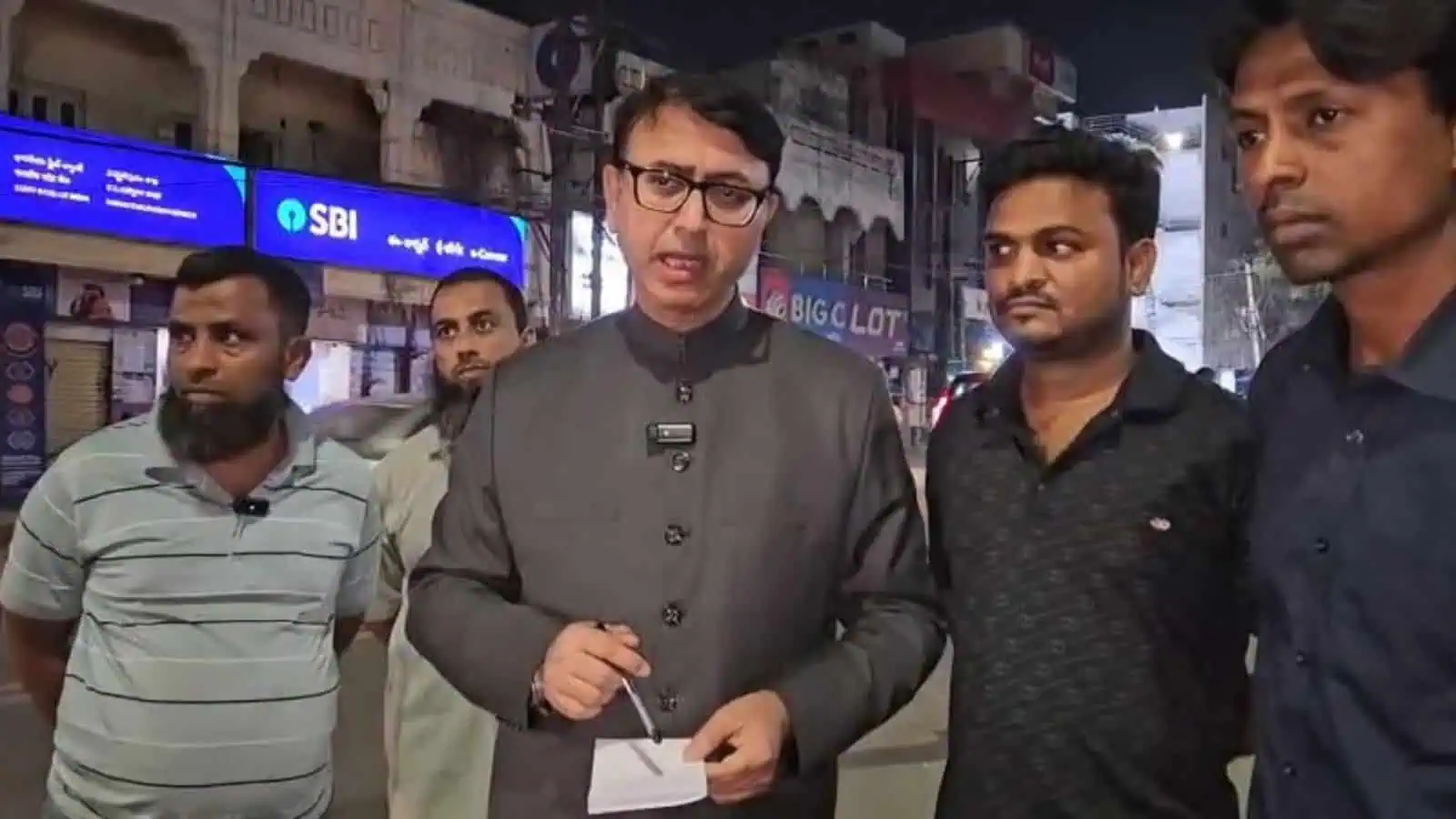 Protesters confront police after attack by Bajrang Dal members on cattle transporters in Hyderabad.