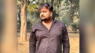 Man from Hindu Raksha Dal involved in damaging an old mazar in UP's Ghaziabad.