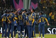 Sri Lanka cricket team celebrating after winning T20 World Cup 2026 match.