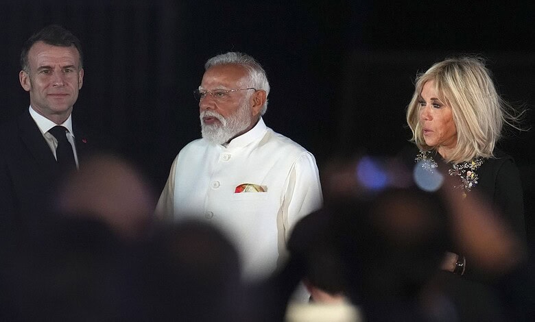 Prime Minister Modi and French President Macron during a diplomatic meeting in Mumbai.