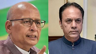 Rajya Sabha MPs Abhishek Manu Singhvi (left) and KR Suresh Reddy (right)