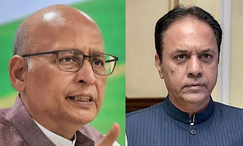 Rajya Sabha MPs Abhishek Manu Singhvi (left) and KR Suresh Reddy (right)