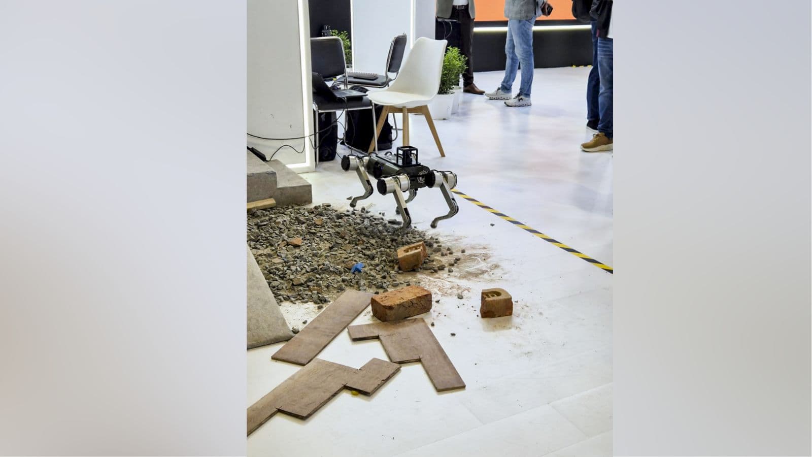 Robot dog SVAN-M2, by Kanpur-based startup xTerra Robotics, Indian Institute of Technology (IIT) Kanpur and L&T, at the AI Impact Summit 2026, in New Delhi. (Handout via PTI Photo)