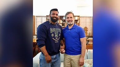 Rahul Gandhi meets Mohammed Deepak, calling him 'Mohabbat ko dukaan ka yodha' in a warm interaction.