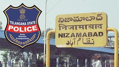 Stones thrown at police officer Fasee Ahmed during Nizamabad clash, case filed against suspects.