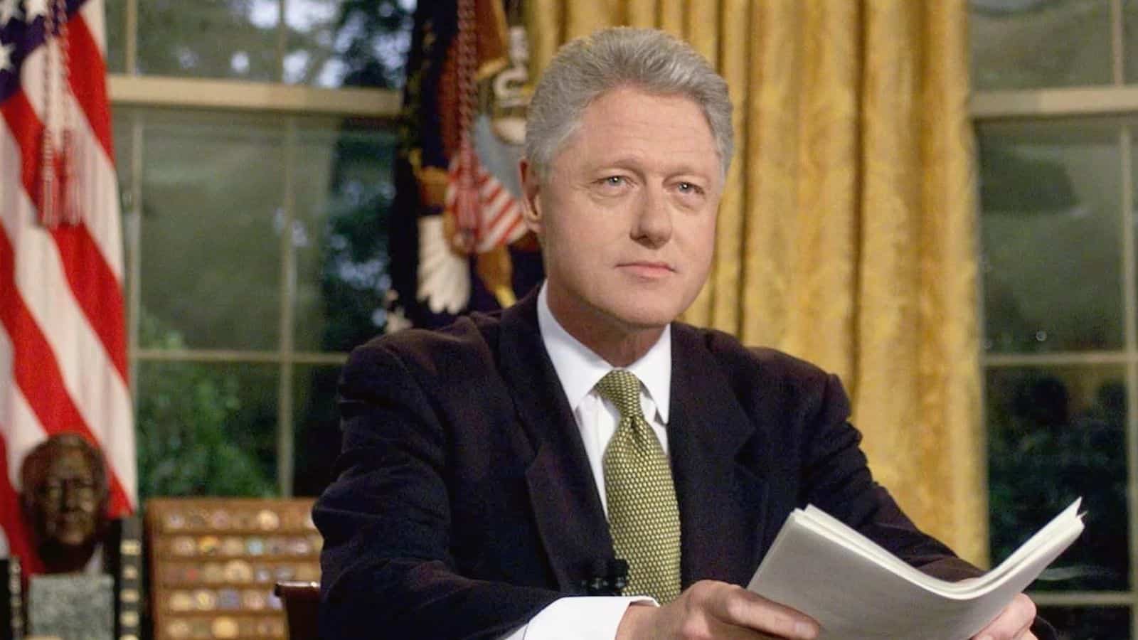 Former US President Bill Clinton in his office