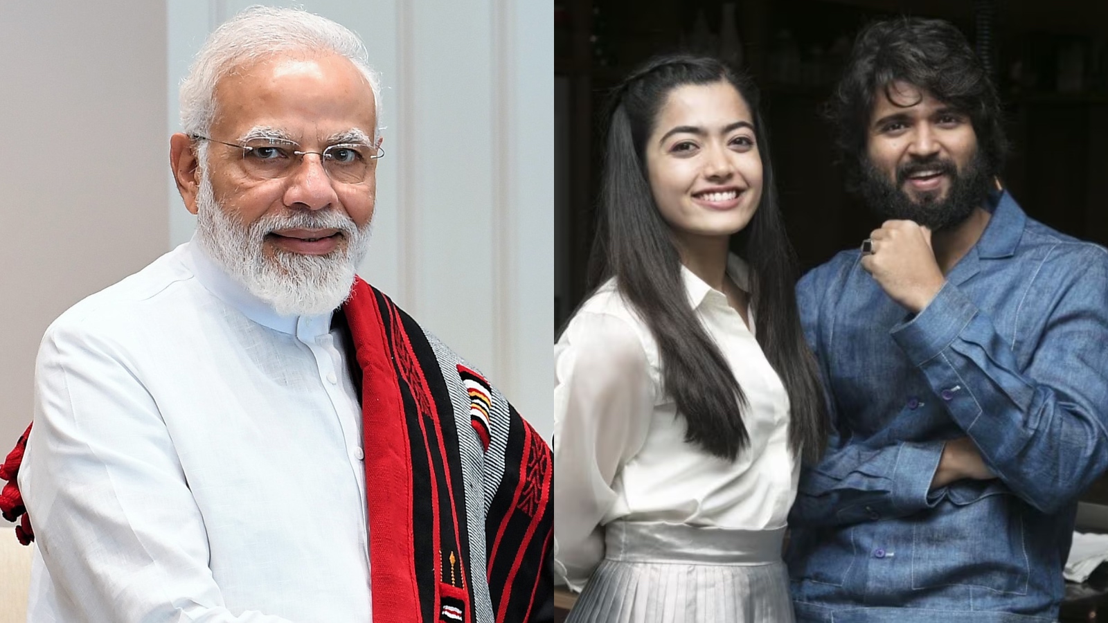 Narendra Modi with two young professionals smiling at an event, promoting innovation and leadership.