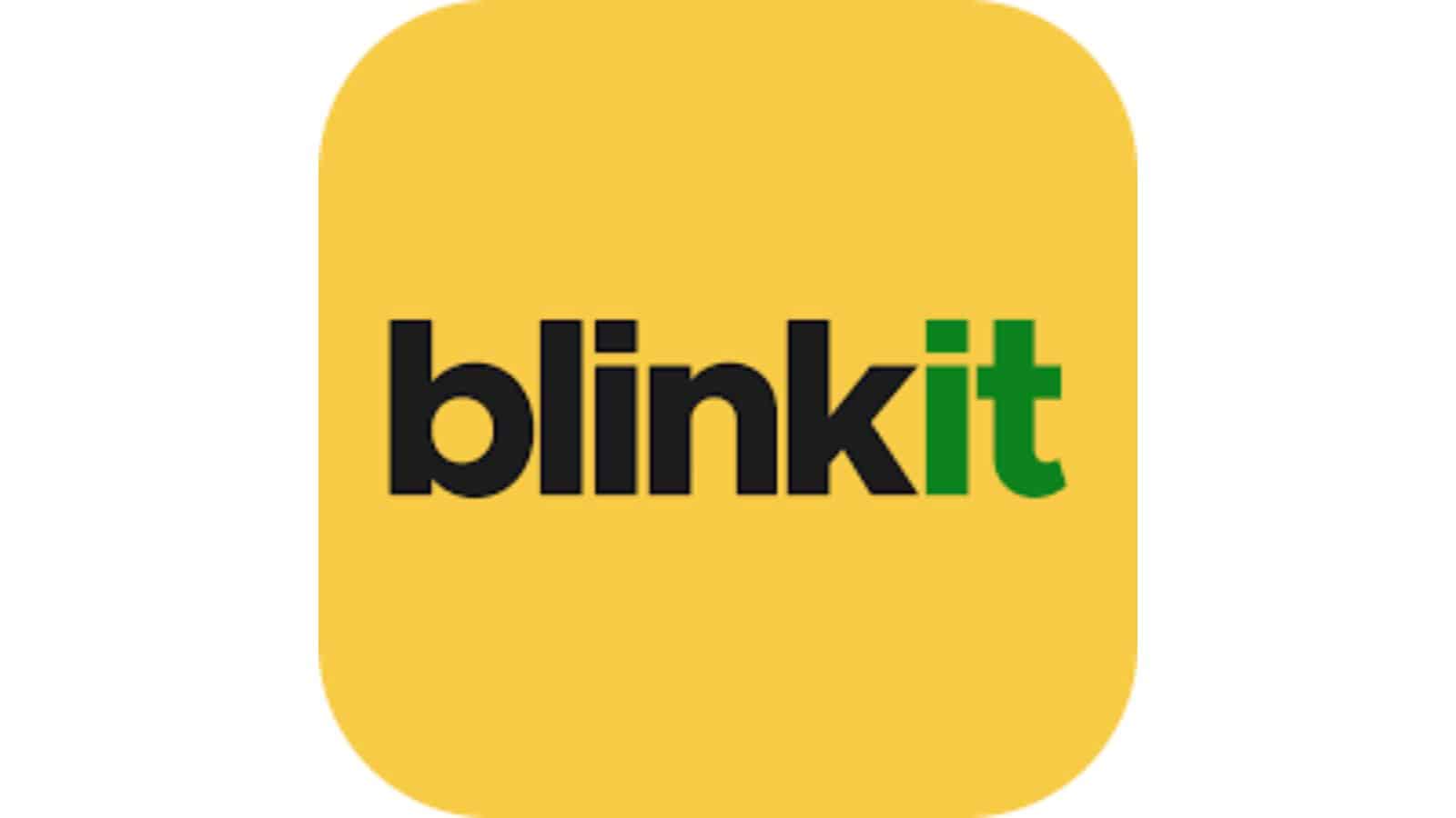 Blinkit logo with online shopping theme related to knife purchase investigation.
