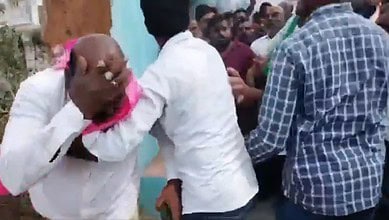 BRS and Congress leaders clash during election campaign in Aliabad