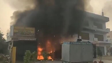 Fire breaks out at a food court in Lenin Nagar