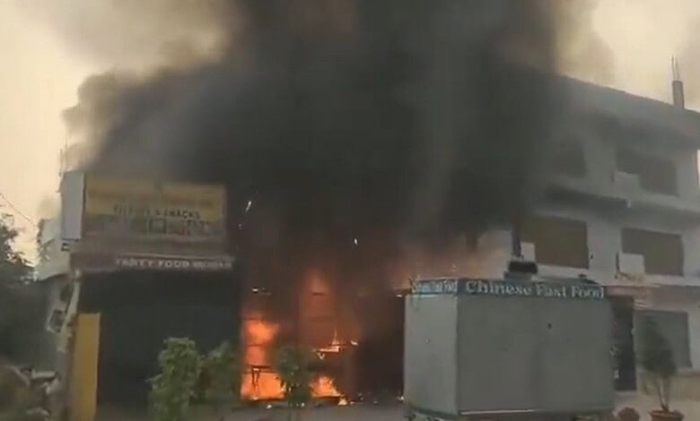Fire breaks out at a food court in Lenin Nagar