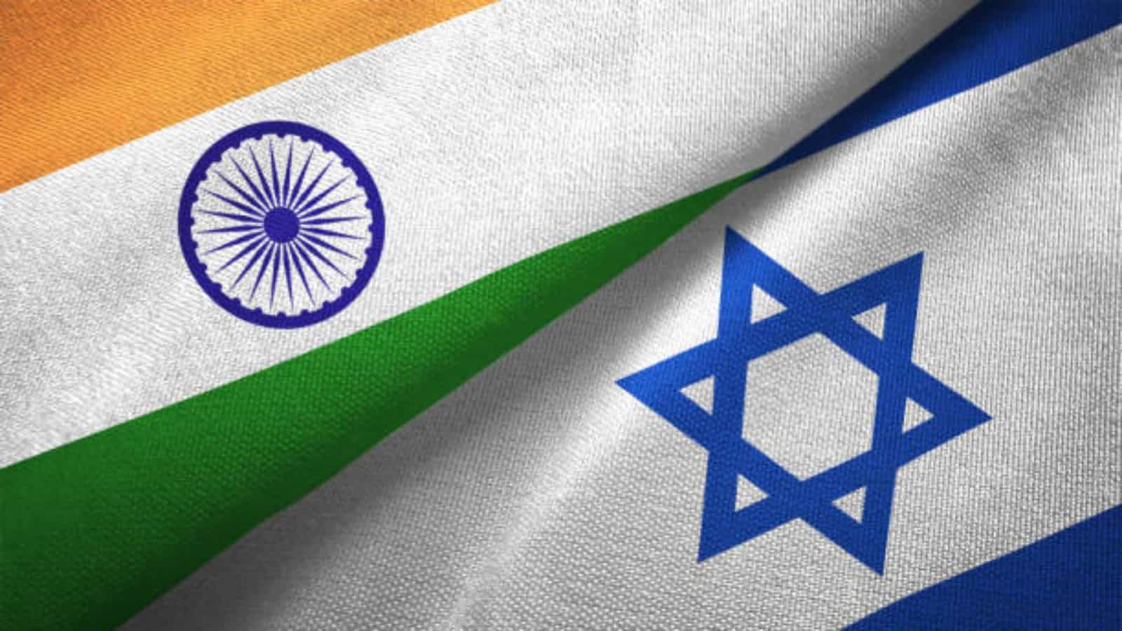 Indian and Israeli flags displayed together symbolising bilateral relations..