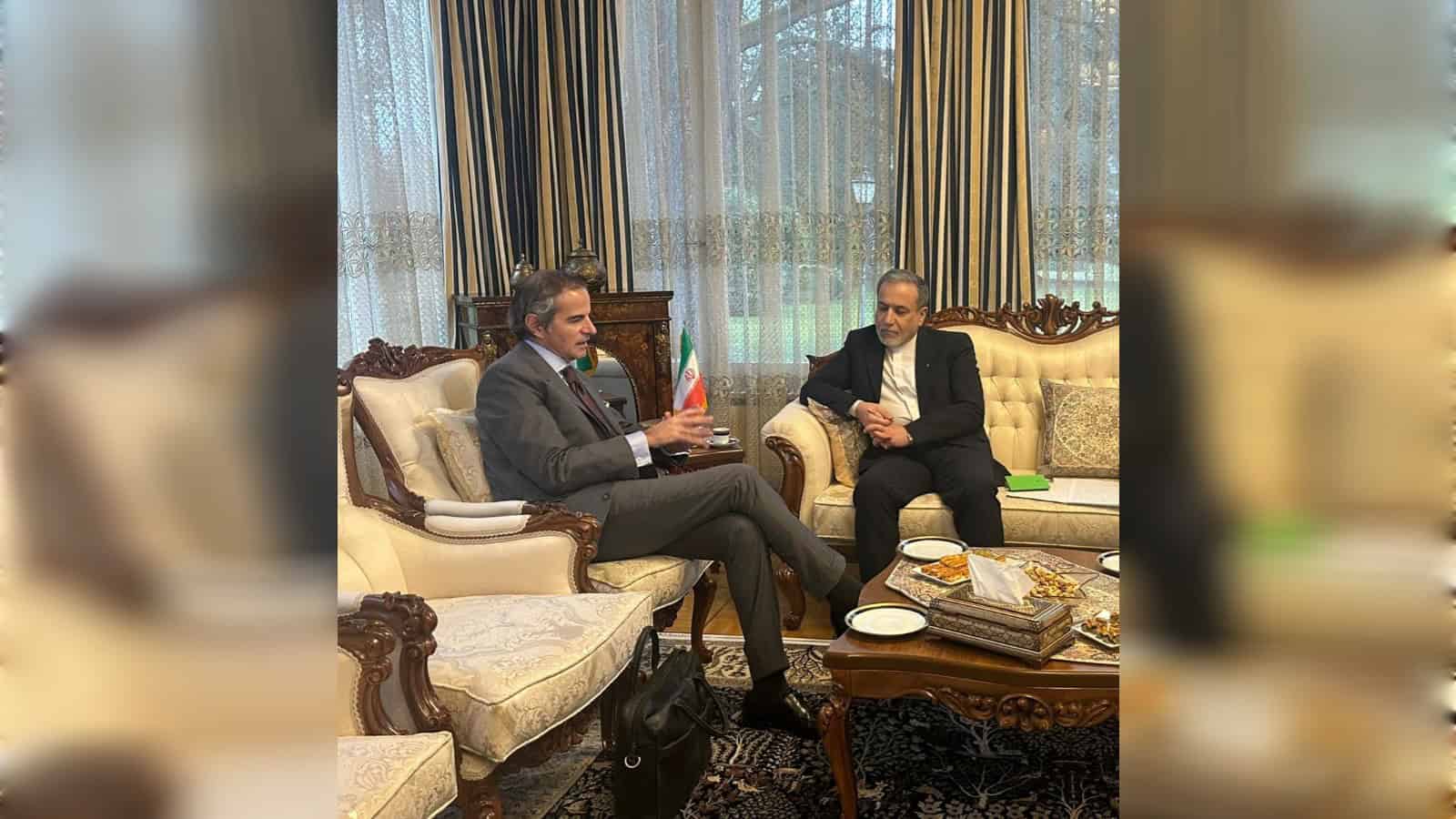 Iranian Foreign Minister and UN nuclear agency chief in Geneva discuss nuclear negotiations.