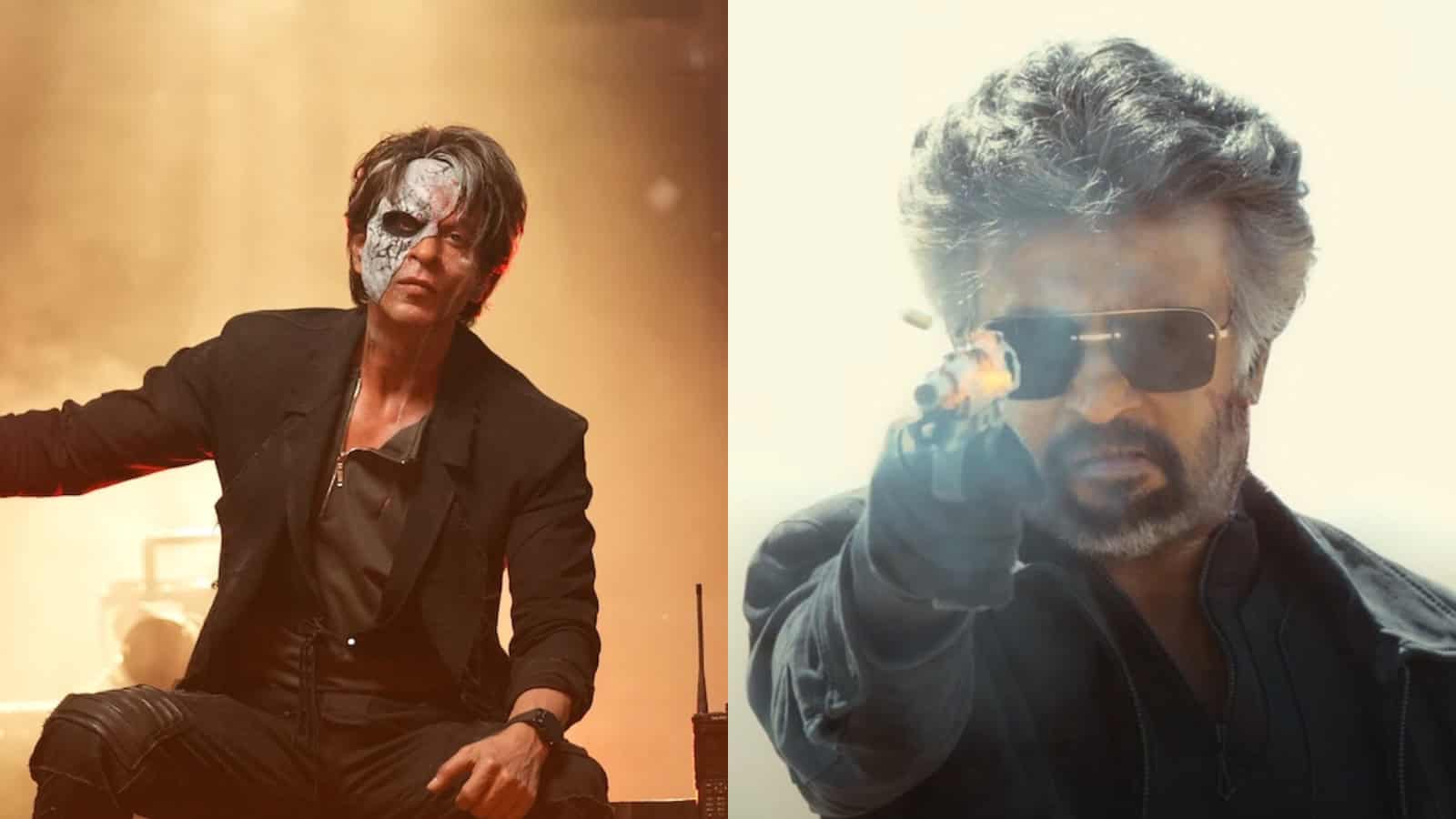 Shah Rukh Khan filming for 'Jailer2' with intense expression and sunglasses.