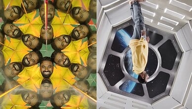 Visitors inside Hyderabad’s innovative museum with immersive exhibits and space-themed displays.