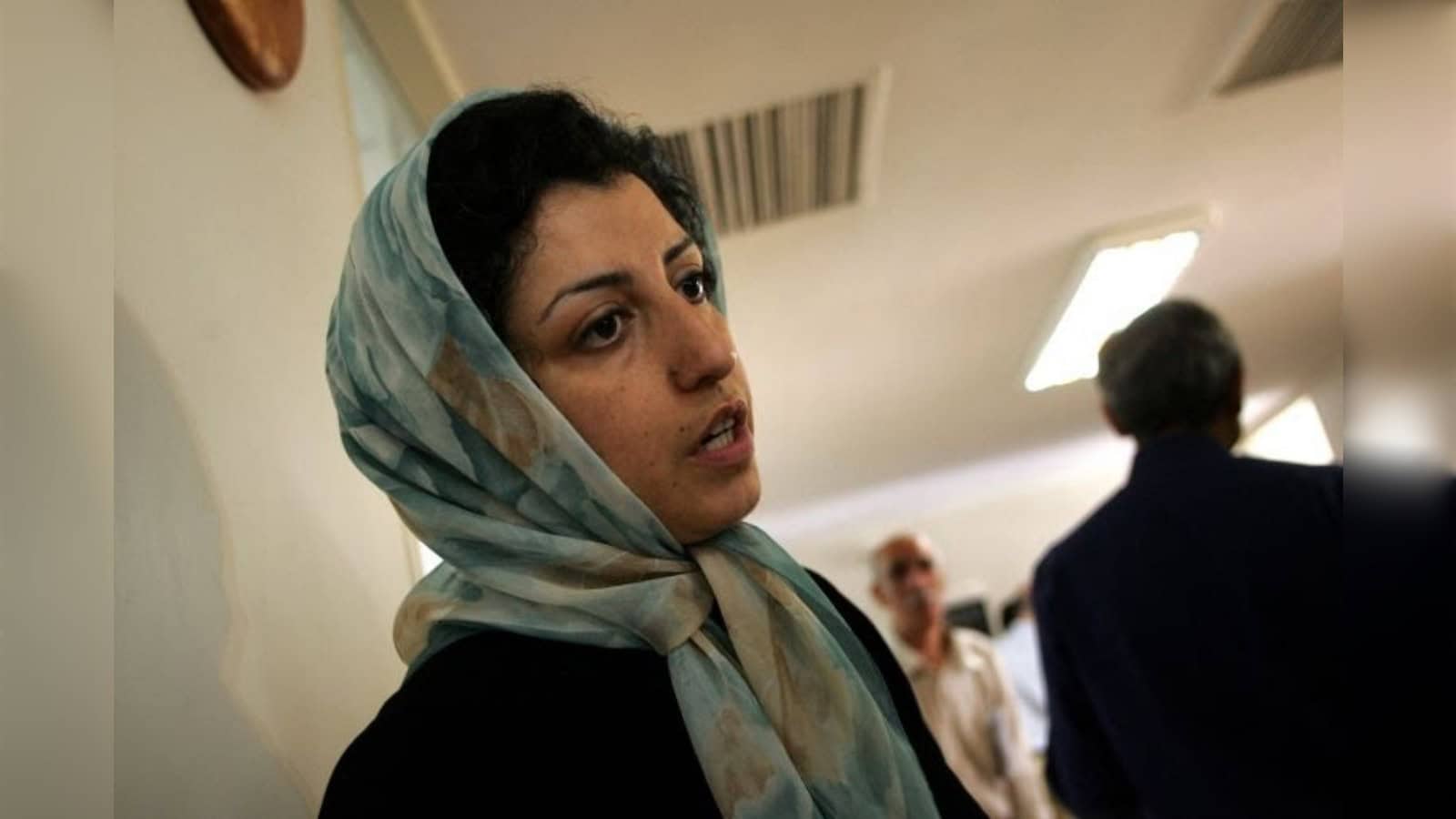 Narges Mohammadi, Iranian Nobel Peace Prize laureate and human rights activist, speaks during an event.