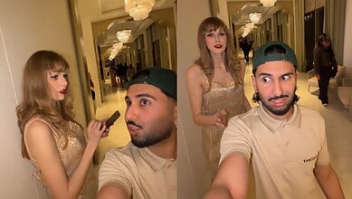 Orry declines photo with Taylor Swift at an event, showing a humorous moment.