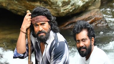 Ram Charan applauds Buchi Babu's dedication during birthday celebration.