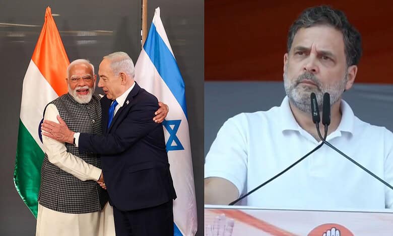 Indian Prime Minister Narendra Modi and Israeli Prime Minister Benjamin Netanyahu embrace during diplomat.