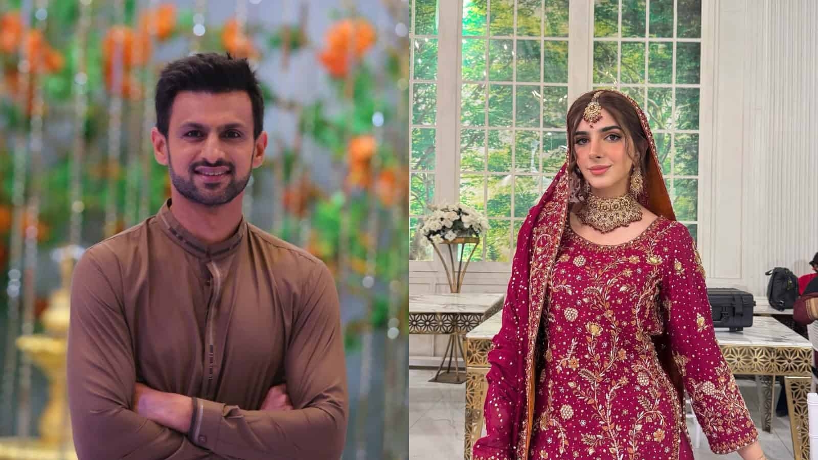 Shoaib Malik and Vaneeza Sattar at a wedding event, sparking marriage rumours.