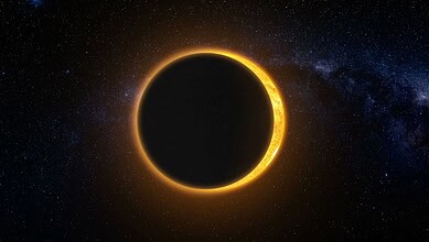 Eclipse of the sun during the annular solar eclipse in Hyderabad.