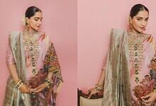 Sonam Kapoor showcasing a Hyderabadi Nizami Satlada Haar jewelry piece.