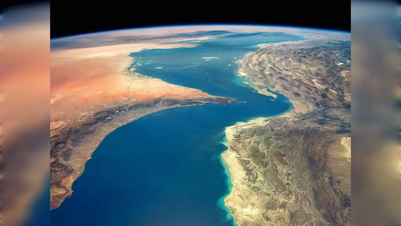 Satellite view of the Strait of Hormuz amid Iran's temporary closure.