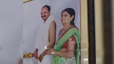 A grieving family standing together, reflecting the tragic loss of parents and son due to suicide caused by financial troubles.