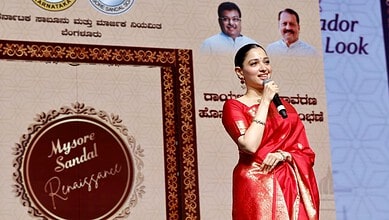 Tamannaah as KSDL brand ambassador during a promotional event in Mysore.