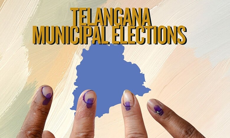 Polls for Telangana municipal elections underway, with voters casting ballots across the state.