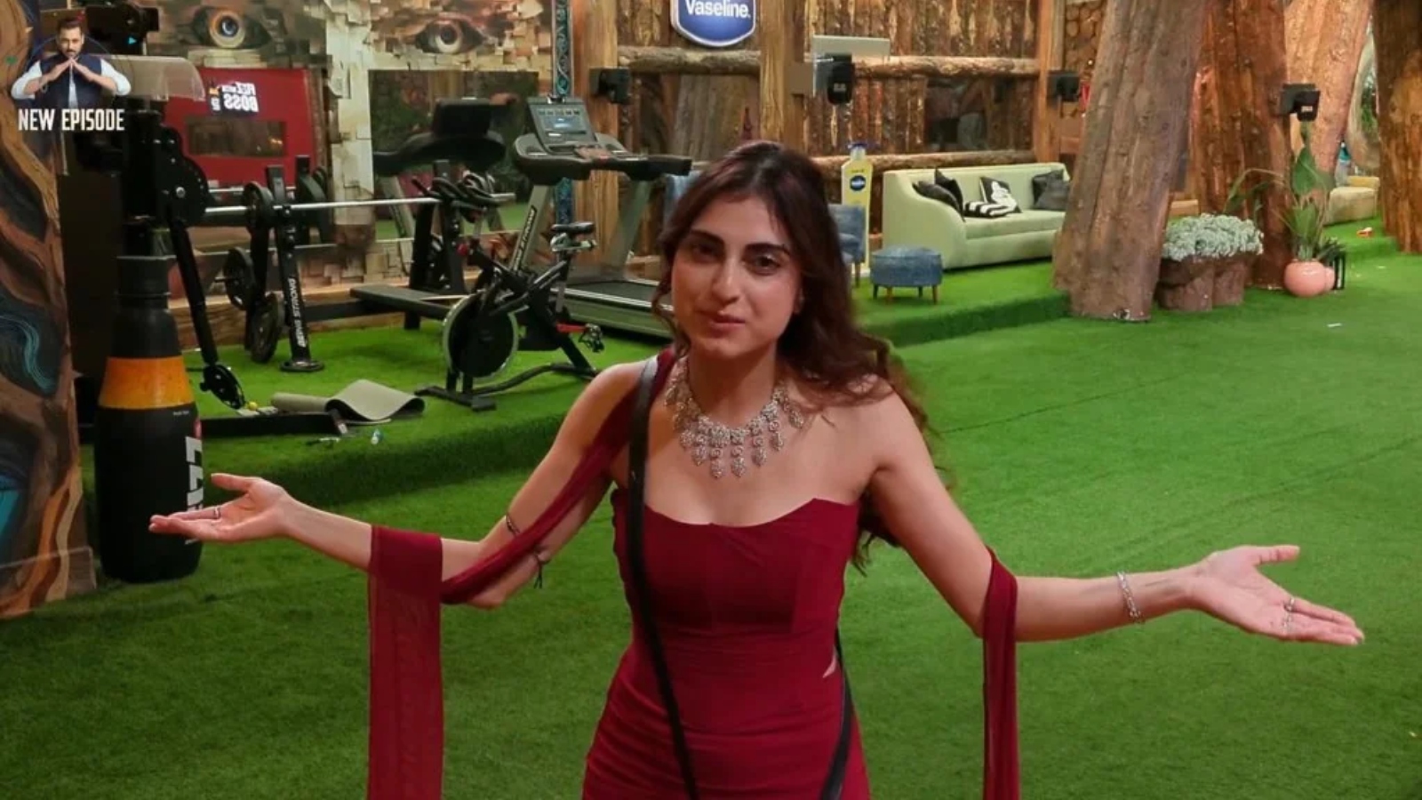 Bigg Boss 19 finalists pose confidently in a vibrant setting.