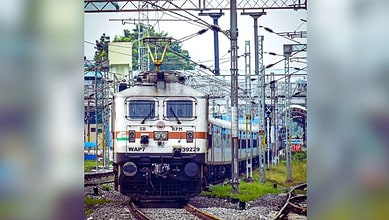 Image shows a train of Indian Railways