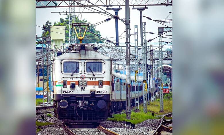 Image shows a train of Indian Railways