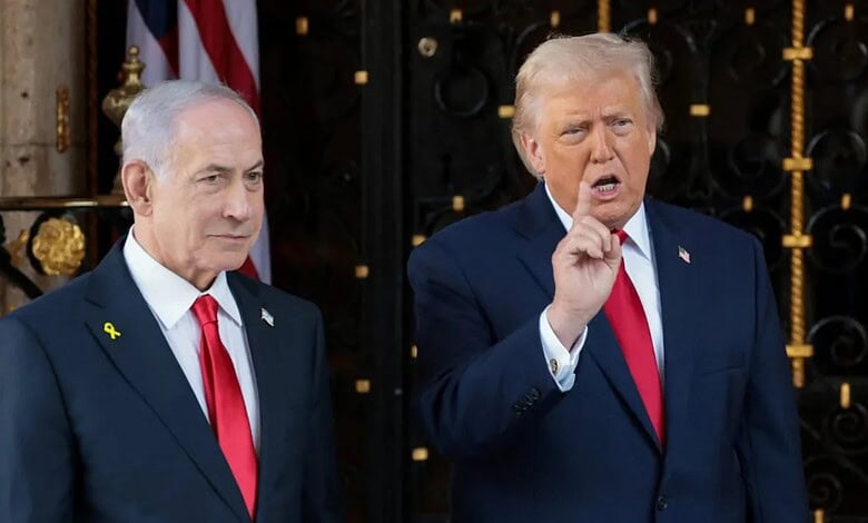 Donald Trump and Benjamin Netanyahu during White House meeting.