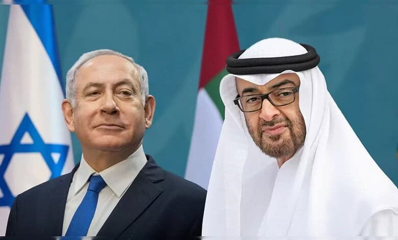 Israeli and Emirati leaders at diplomatic meeting.