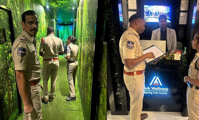 Police officers raid Hyderabad gambling den, arrest five suspects during crackdown.