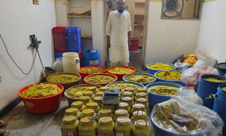 The image shows large quantities of adulterated ginger and garlic paste seized by the Commissioner's Task Force in Tappachabutra on Tuesday, March 17.